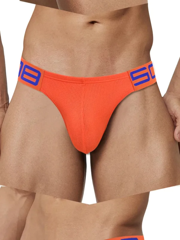 Men's Nylon Blend Mesh Breathable Briefs Horn Splice Letter Embossed Wide Elastic Waistband Fluorescent Color Sexy Underwear — image 20