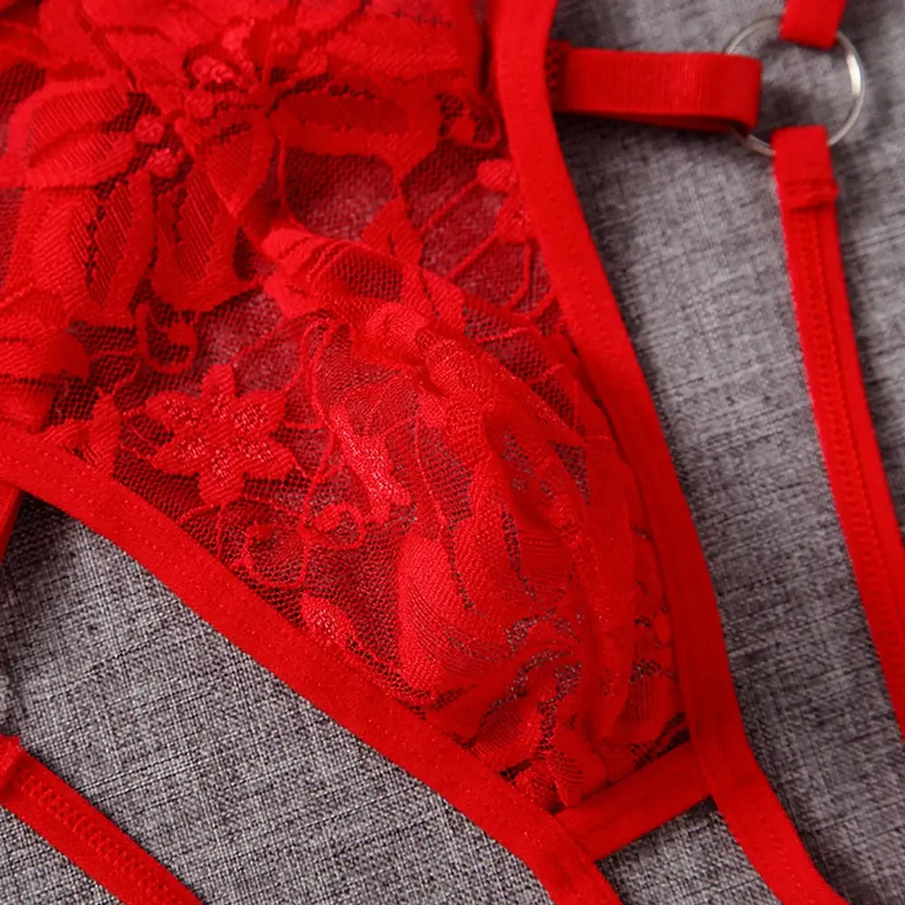 ชุดชั้นในเซ็กซี่ชาย G-Strings ชุดชั้นใน Exotic กางเกง SHEER Lace POUCH Hollow OUT Lace ดอกไม้รูปแบบเข็มขัดปรับ — image 4