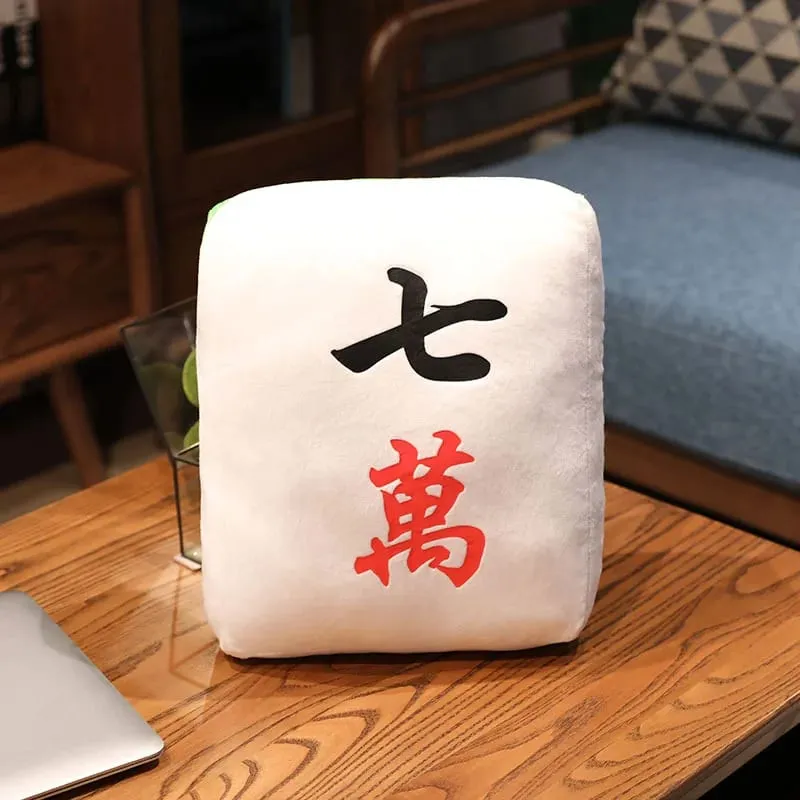 New 1pc Creative Mahjong Pillow Cushion Chinese Plush Toy Car Chair Backrest Mahjong Dice Funny Nap Pillow Sofa Home Decor Gift