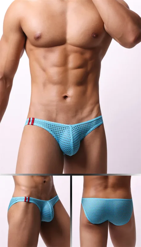 Calzoncillos para hombre, ropa interior con agujeros transpirables de verano, ropa interior convexa en U, ropa interior fina de cintura baja para hombre, Calzoncillos antideslizantes