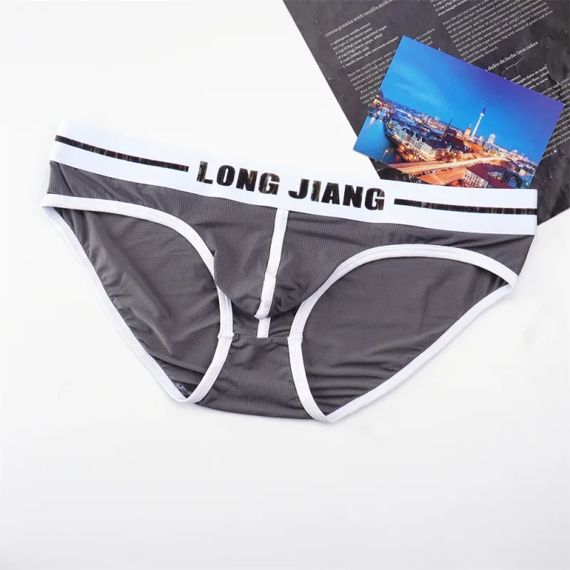 Sexy Men U Convex Underwear Slip Breathable Letters Waistband Ice Silk Briefs Plus Size Male Panties S-XL — image 18