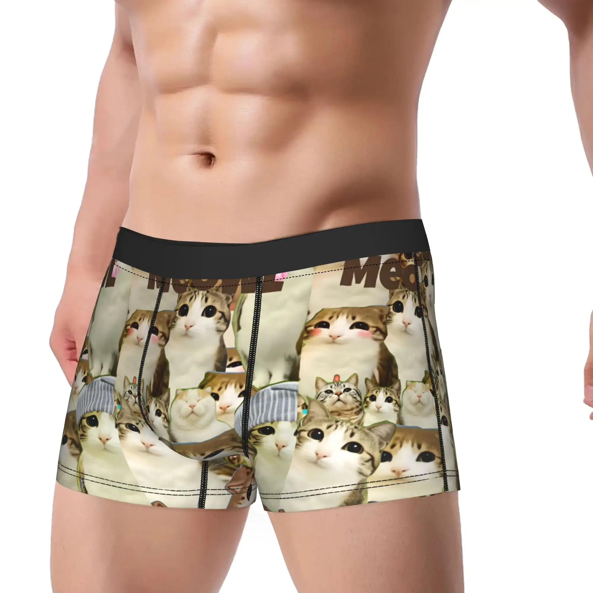 Meowl Cat Owl Cute Pet Aufkleber Unterwäsche Bequeme Höschen Zoll Boxershorts für Männer 3D-Beutel Übergröße Trunk — image 2