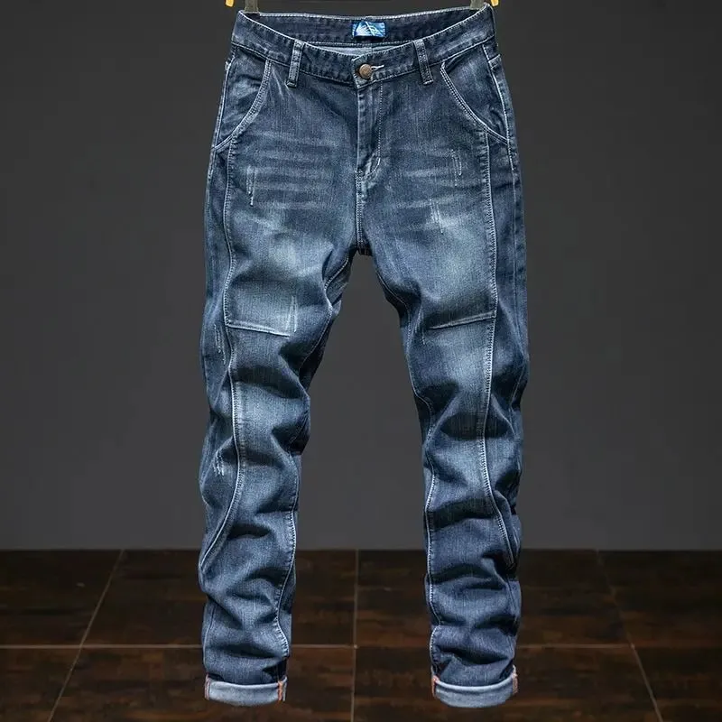 Splicing Elastic Large Size Loose Elastic Jeans Men's Autumn Korean Trend Pants Men's Harlan Denim Trousers Men Bootcut Jeans