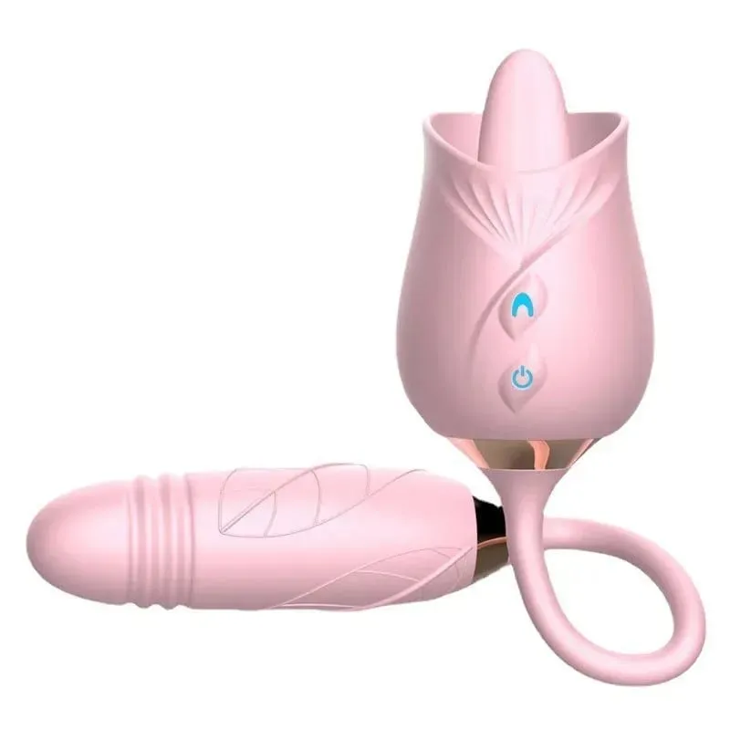 Rose 3 az 1-ben Sucker Vibrátor nőknek Teleszkópos klitorisz stimulátor Műpénisz Licking Vagina Masszírozó Maszturbátor Női Szexjátékok