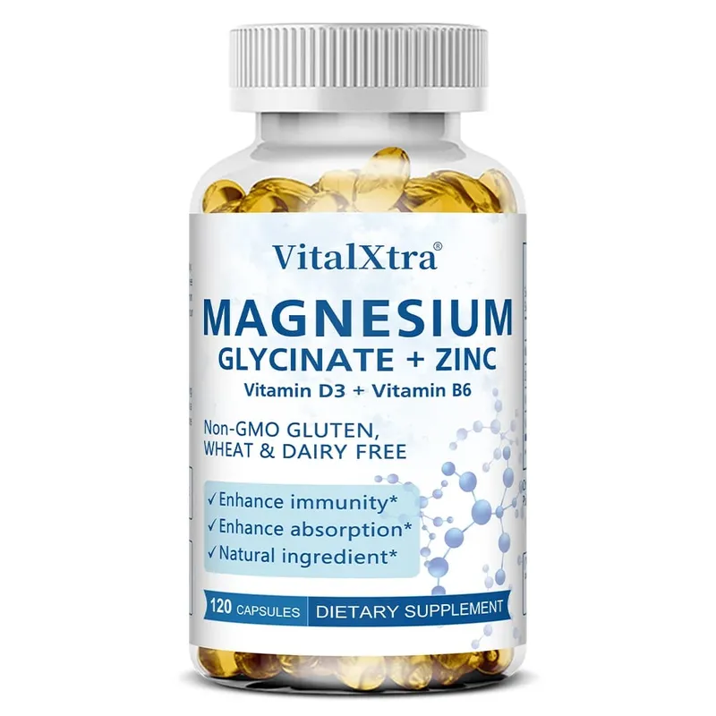 Magnesium Glycinate + Zinc Supplement - Supports Bones Immune System Heart Health Mineral Supplement Helps with Natural Sleep — image 9