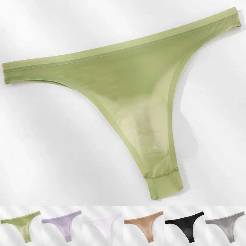 Men's Ultra-thin Ice Silk G-string 3D Bulge Pouch Thong See Through Underwear Low Rise Men Bikini Briefs U Pouch Lingerie — image 3