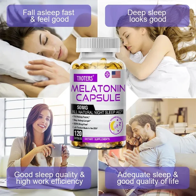 Melatonin Capsules 50mg - Promote Falling Asleep Quickly Calm The Mind Natural Sleep Aid Supplement