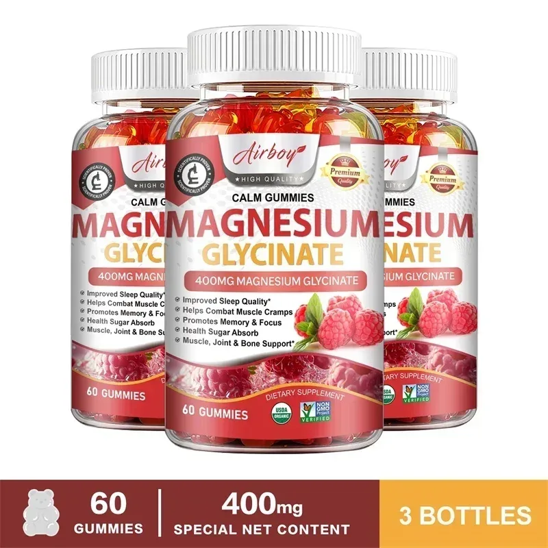 Γλυκινικό Magnesium Gummies - Calm Relieves Stress Προωθεί τον ύπνο Υποστήριξη Συγκέντρωση μνήμης και μυϊκούς σπασμούς