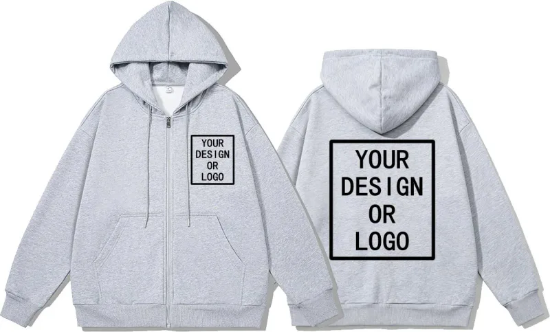 Personnalisez votre propre logo/photo Personnalisé Personnalisé Homme Femme Bricolage Fermeture Éclair Sweat à capuche Décontracté Sweat à capuche Nouveau Pull