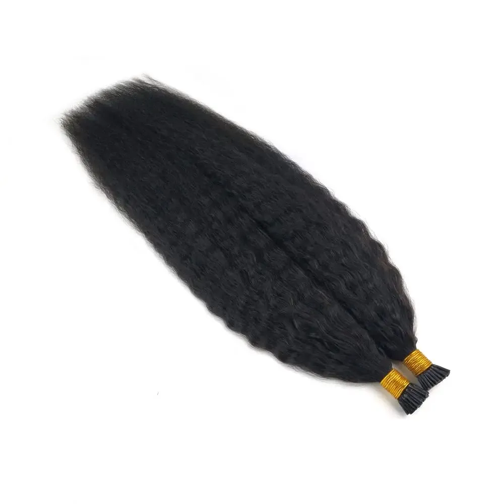 I Tip Hajhosszabbítók Kinky Straight Emberi Haj #1B Pre Bonded Remy Micro Links Emberi Hajhosszabbítások Natúr fekete 1g/szál