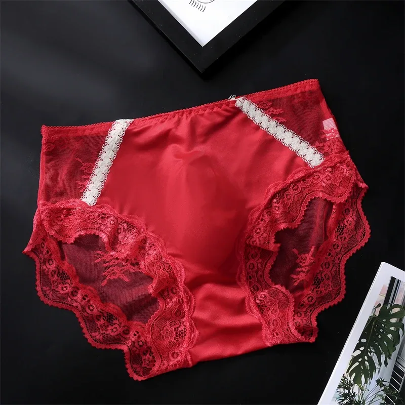 adults 18 plus size men's underwear Ice silk cuecas masculino 3D convex bag cueca color blocked lace mesh calzoncillos hombre