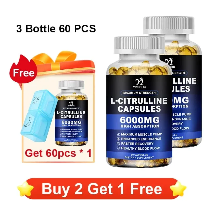 High Strength L-Citrulline Capsules with Gelatin Vitamin E Aid Vasodilation Build Muscle Fullness Quicken Recovery