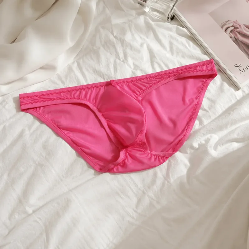 Breathable Low Waist Ice Silk Briefs Transparent Lingerie Bikini Briefs Ultra-Thin Mesh Men's Triangle Panties Summer