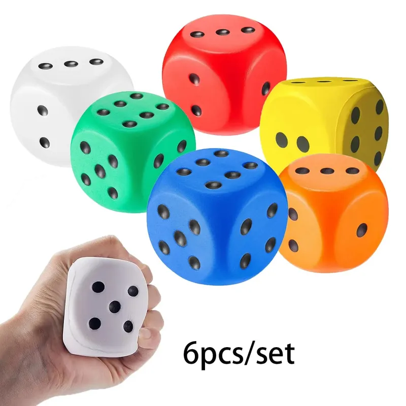 6/12 יח'\סט קוביות קצף גדולות נקודות ג'מבו רכות קוביות קצף 6 צדדיות קוביות ריבאונד מזויפות ג'מבו קוביות