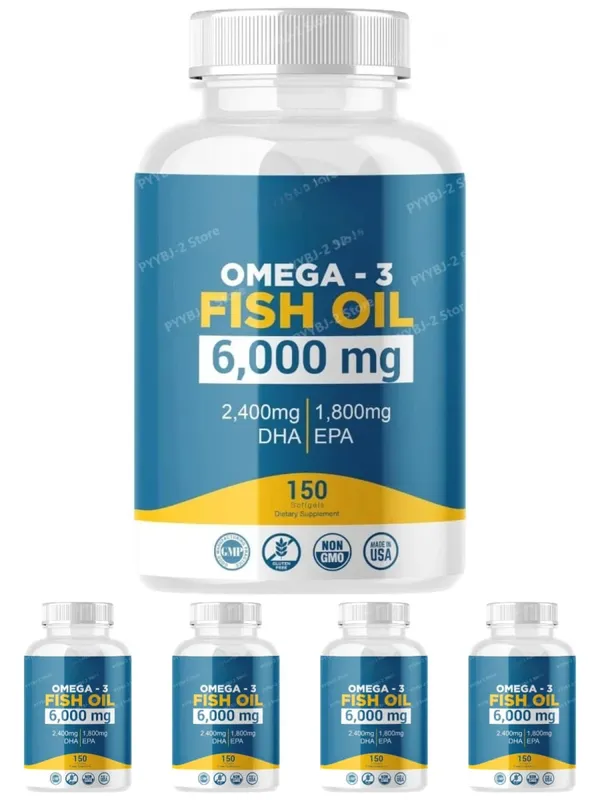Omega-3 Fish Oil 6000mg Softgels High DHA EPA Formula 2400mg DHA 1800mg EPA Non-GMO 150 Capsules Heart Brain Nutrition Support — image 11