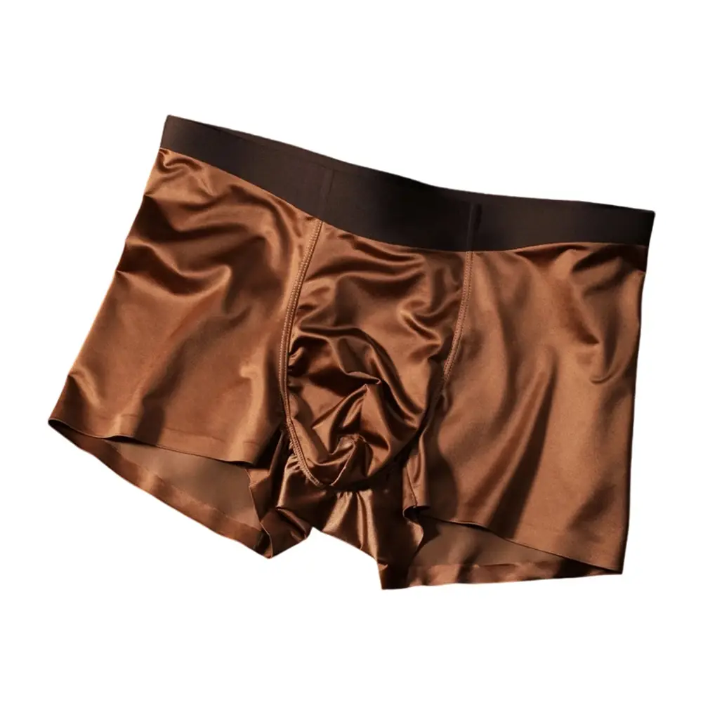 1pc Heren Naadloze Boxershorts Ademend Kruis Slipje Ijs Zijde Boxershorts Comfortabel Satijn herenondergoed Slips — image 2