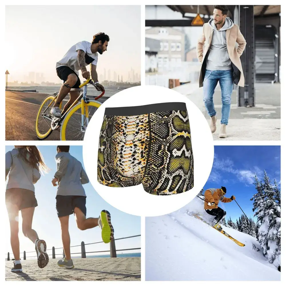 Tùy Chỉnh Da Rắn In Quần Lót Nam Co Giãn Da Rắn Họa Tiết Động Vật Quần Sịp Boxer Quần Short Quần Lót Quần Lót Mềm Mại Cho Homme