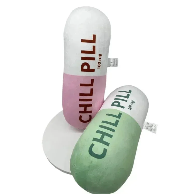 Αστεία Chill Pill Λούτρινο μαξιλάρι Χαριτωμένο καρτούν με γέμιση βελούδινο μαλακό μαξιλάρι καναπέ που αγκαλιάζει κούκλα υπνάκο Μαξιλάρι ύπνου Δώρο γενεθλίων