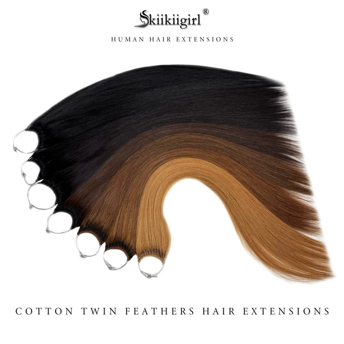 kiikiigirl קוריאה פופולרי מחרוזת כותנה תאומים נוצות תוספות שיער תוספות שיער בתולה רמי תוספות שיער בקשר מראש — image 4