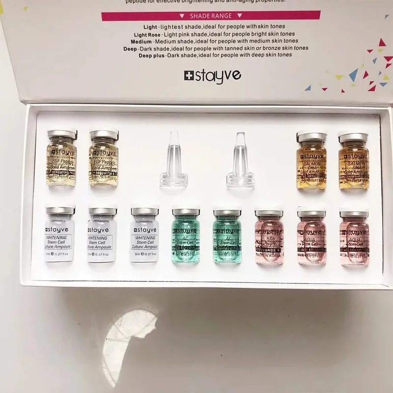 סלמון DNA/פפטיד קוריאה Stayve מקורי 8 מ"ל ערכת איפור BB Cream Glow זוהר Hyaluronic Serum Ampoule Foundation Skin Care Beauty