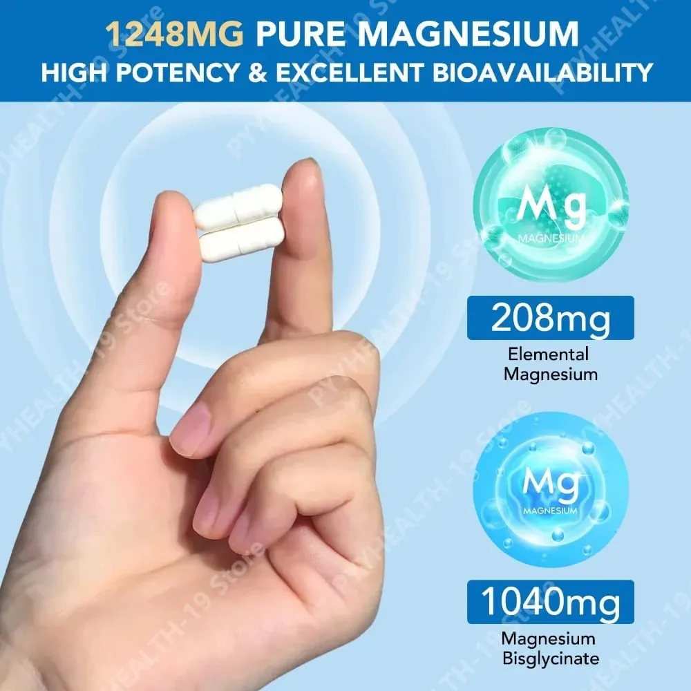 Magnézium-glicinát kapszula 208 mg elemi biszglicináttal az egészséges csontizmok és idegek támogatásáért, felnőttek 120 kapszula