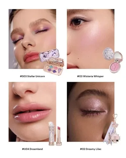 Flower Knows Knight Unicorn סדרת 10 חלקים סט איפור צללית סומק מראה ורוד סגול ערכת קוסמטיקה קופסת מגירות מתנה — image 6