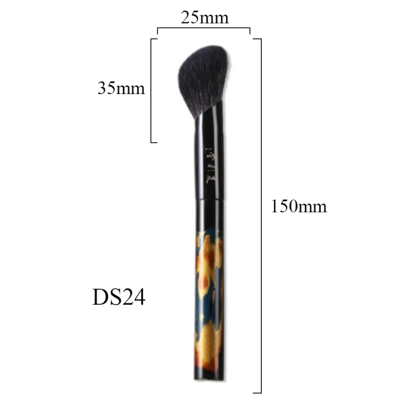 Professional Handmade Make Up Brush 1PC Blush Contour Brush Soft Silver Fox Goat Hair Luxury Raw Lacquer Handle Makeup Brushes