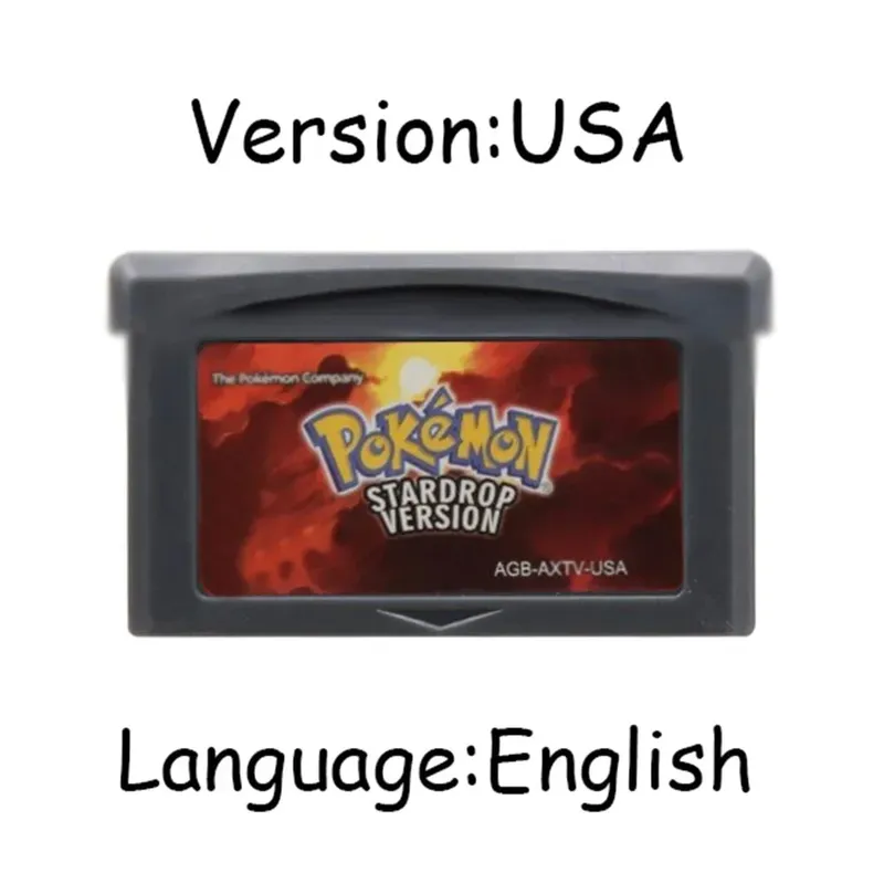 GBA Pokemon Game Cartridge 32-Bit קונסולת משחקי וידאו כרטיס Ash Grey Liquid Crystal Light Platinum Moemon Emerald שפה אנגלית