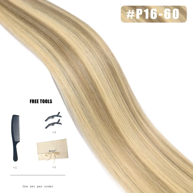 Genius Weft Human Hair Extensions 100G Double Drawn Blonde Bundles Invisible Straight Virgin Hair Weft Full End Κορυφαία ποιότητα