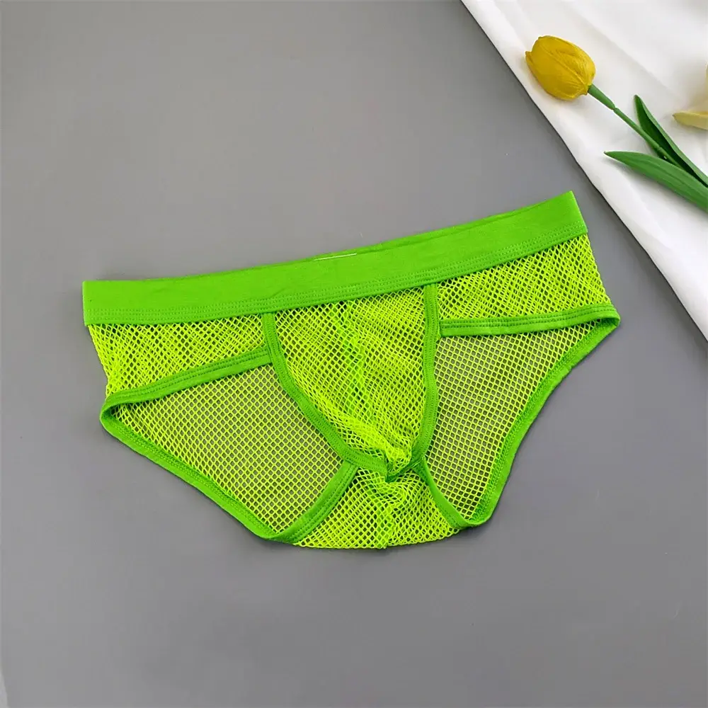 Biancheria intima con custodia a U da uomo in rete scavata Slip bikini trasparenti a vita bassa Mutandine traspiranti Taglie forti — image 3