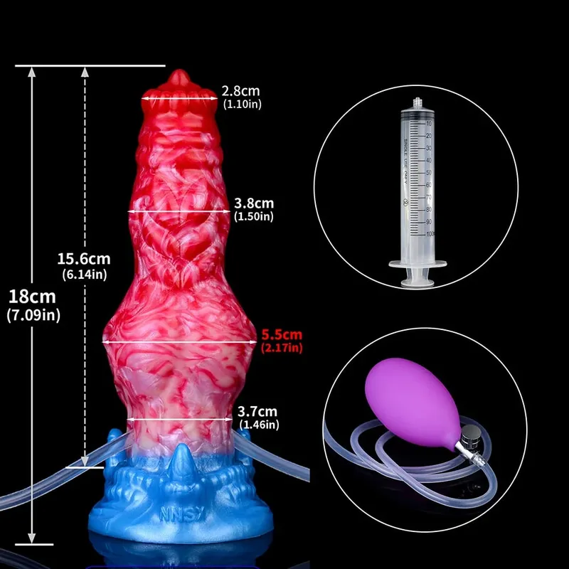Ejaculation Anal Plug Dog/Wolf Dildo Inflatable Big Knot Penis with Squirting Function Strong Sucker Sex Toy for Women Men — image 8