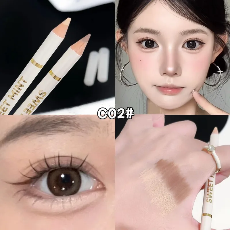 Kétvégű selyemhernyó szemceruza árnyékoló toll 2 az 1-ben Nude Pink Brightening Highlighter Sminkceruza Tartós Vízálló Szemsmink