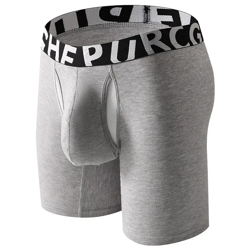 Men's Long Leg Cotton Boxer Briefs with Scrotum Pouch Anti-Chafing U Convex Separation Sports Underwear for Comfort — image 18