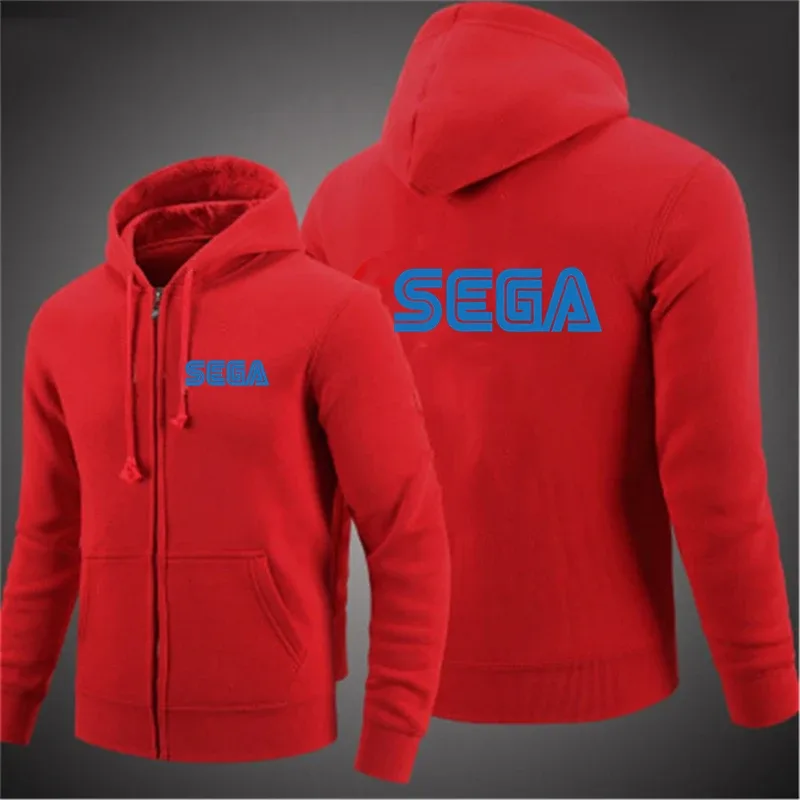 Sudaderas para hombre, jersey Sega de otoño, chaqueta informal con cremallera para hombre, Sudadera con capucha para exteriores, sudadera de otoño de Color sólido con cuello alto