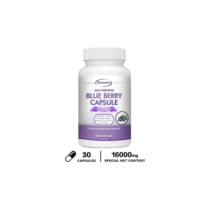 Blueberry Extract Supplement 16000mg 120 Capsules - Non-GMO