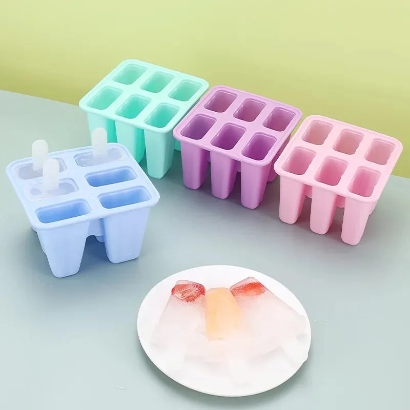 Popsic formák 6 részes szilikon jégpofa formák BPA mentes popsiforma újrafelhasználható, könnyen kioldható jégpofa gyártás — image 9