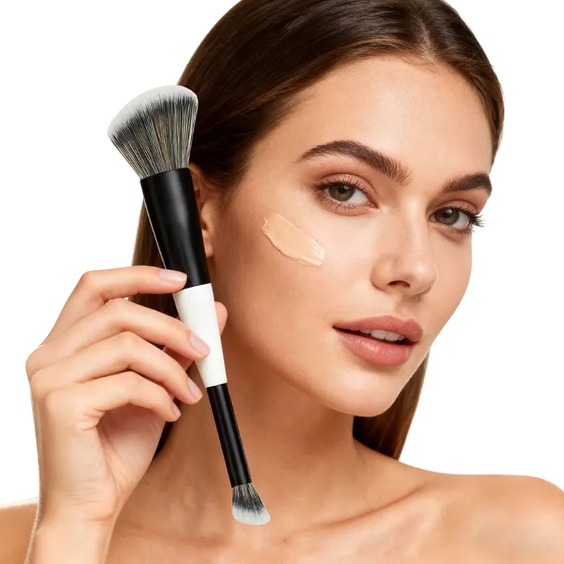 ✦ Kuas Wajah Alas Bedak Ujung Ganda Kuas Rias Kontur Perona Pipi Bedak Ujung Ganda dan Concealer Eyeshadow