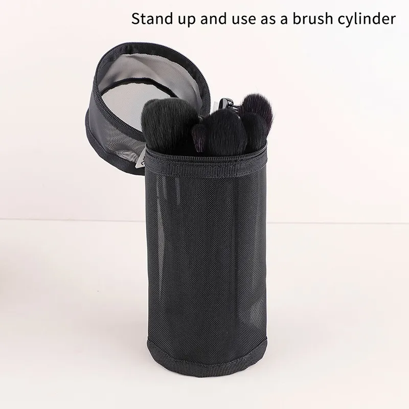 Tempat Kuas Rias Penggunaan Ganda Jaring Tas Kosmetik Travel Organizer Kuas Pena Tabung Kontainer Kantong Stand-Up Alat Kosmetik