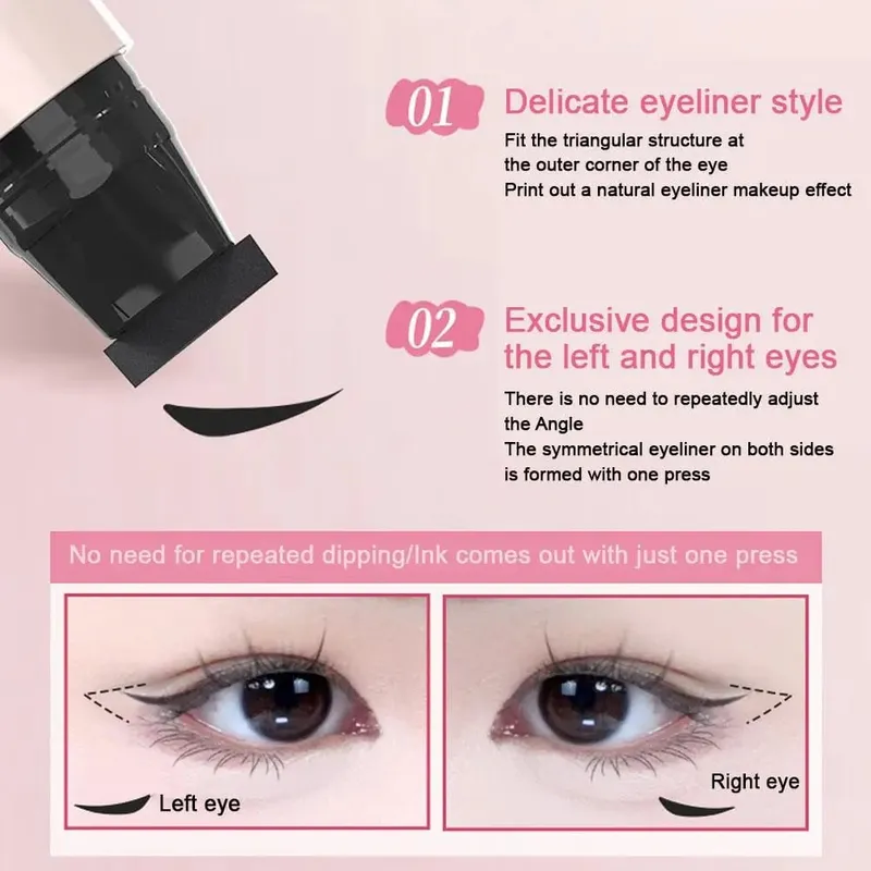 DIY Rotate Eyeliner Stamp Integrated Black Brown Dual-Tip Eyeliner Wing Stencil Waterproof Smudge-Proof Long Lasting Liquid Pen — image 6
