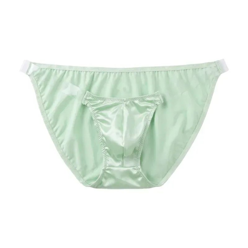 Ice Silk Satin Like Men's Underwear Solid Stretch High Fork Briefs Triangular Panties Bulge Pouch Smooth Breathable Underpant — image 10