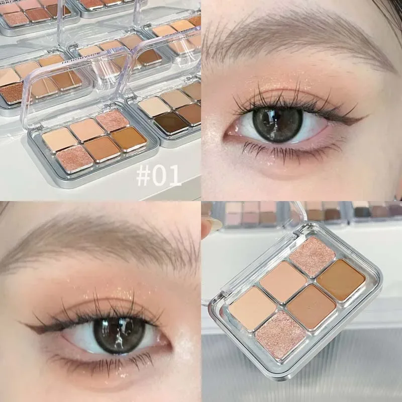 Grey Rose Shimmer Matte Eyeshadow Palette 6 Colors Glitter Earth Color Χαμηλού κορεσμού Pigment σκιών ματιών μακράς διαρκείας Καλλυντικά