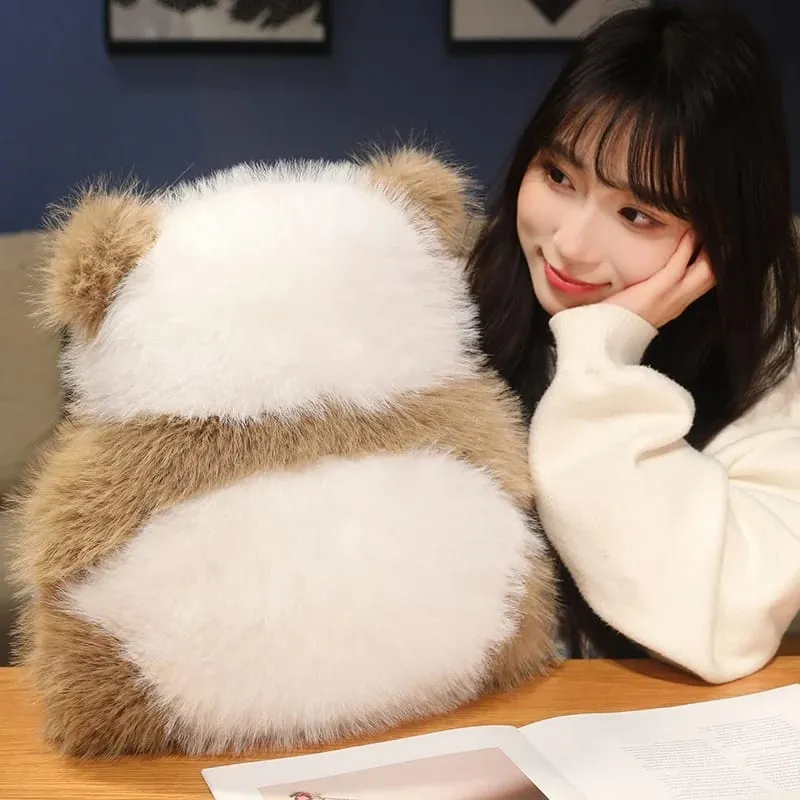 Szuper bolyhos plüss panda árnyék, töltött Qizai hátsó nézet Párna skandináv stílusú kanapé dekoráció párna csokoládé panda ölelés derékpárna — image 5