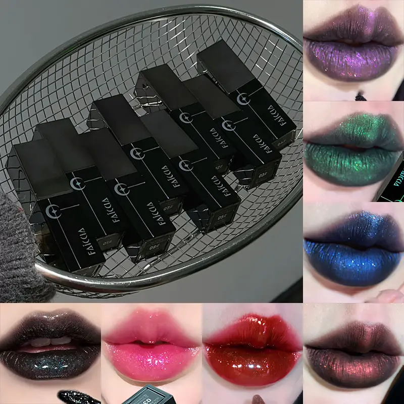 8 Colors Glitter Watery Lip Gloss Diamond Pearlescent Metallic Lipstick Lasting Moisturizing Non-Sticky Halloween Party Makeup — image 2