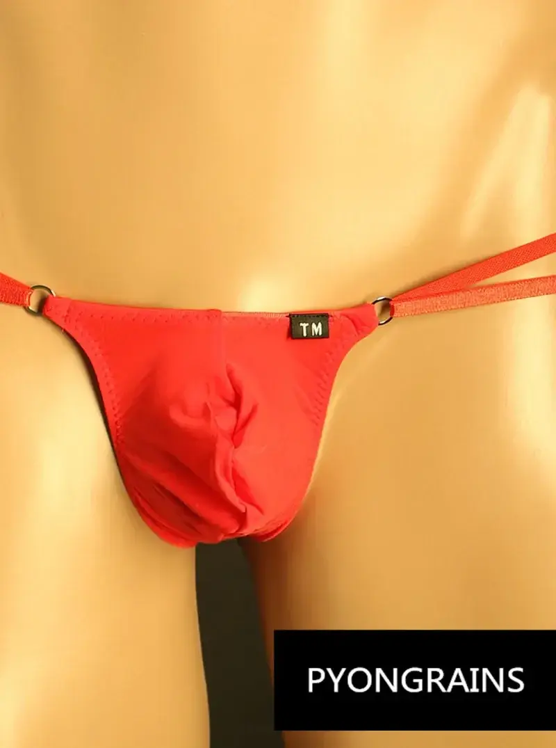 남자 조정 가능한 금속 O-링 더블 얇은 스트랩 비키니 팬티 낮은 상승 부드러운 얼음 실크 3D U 볼록한 주머니 섹시한 남성 속옷 — image 14