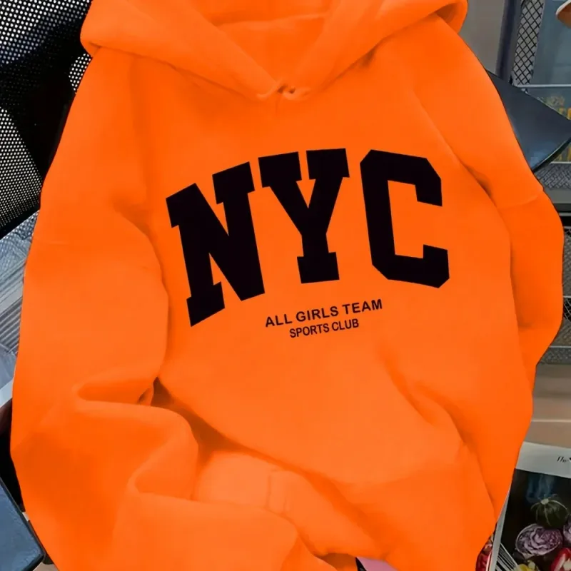 Novità Autunno/Inverno, comoda felpa con cappuccio blu navy della squadra di New York - felpa con cappuccio street style per coppie a maniche lunghe, pullover casual con POC — image 9