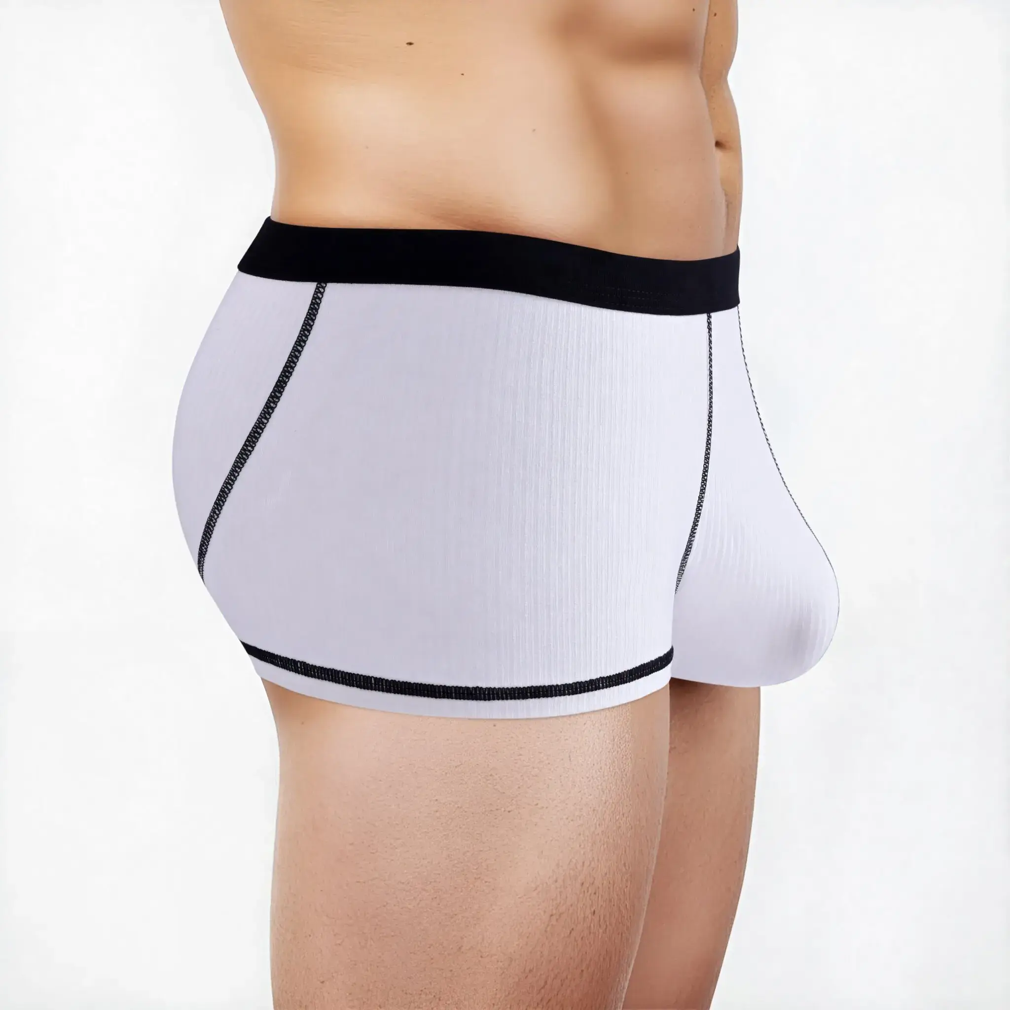 Men's underwear with large scrotal pocket and large stretch flat-leg pants
