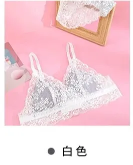 French Summer Bralette - Wireless Push-Up Bra for Small Chest Ultra-Thin Triangle Cups & Sexy Lingerie Set & Sexy Tushy