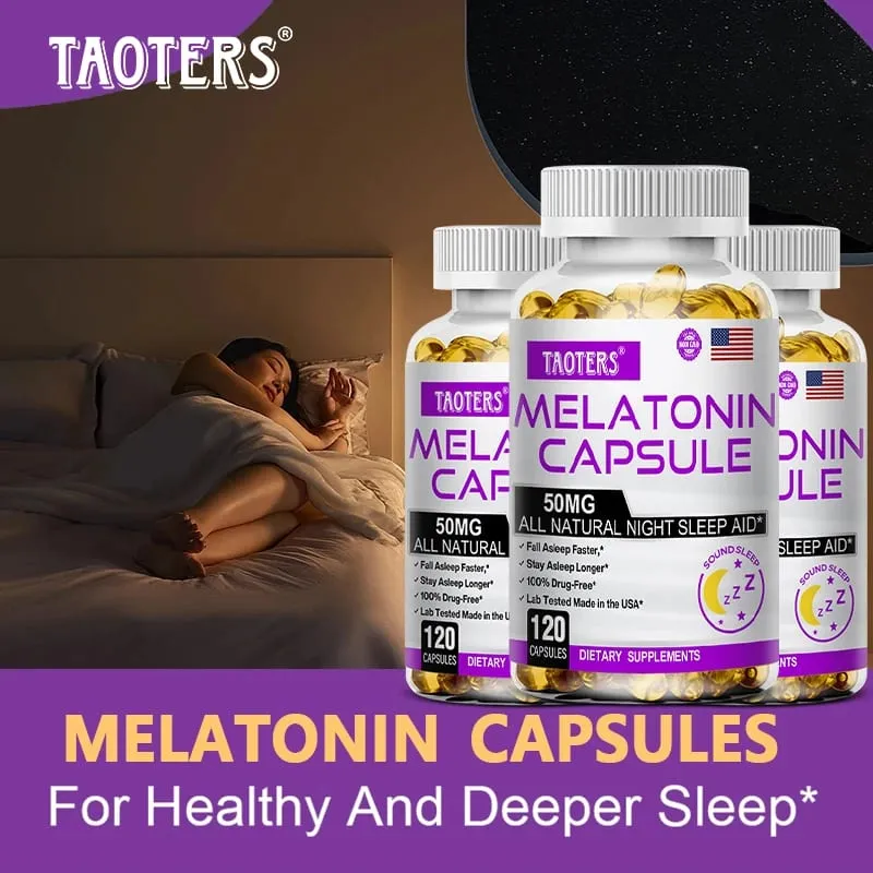 Melatonin Capsules 50mg - Promote Falling Asleep Quickly Calm The Mind Natural Sleep Aid Supplement
