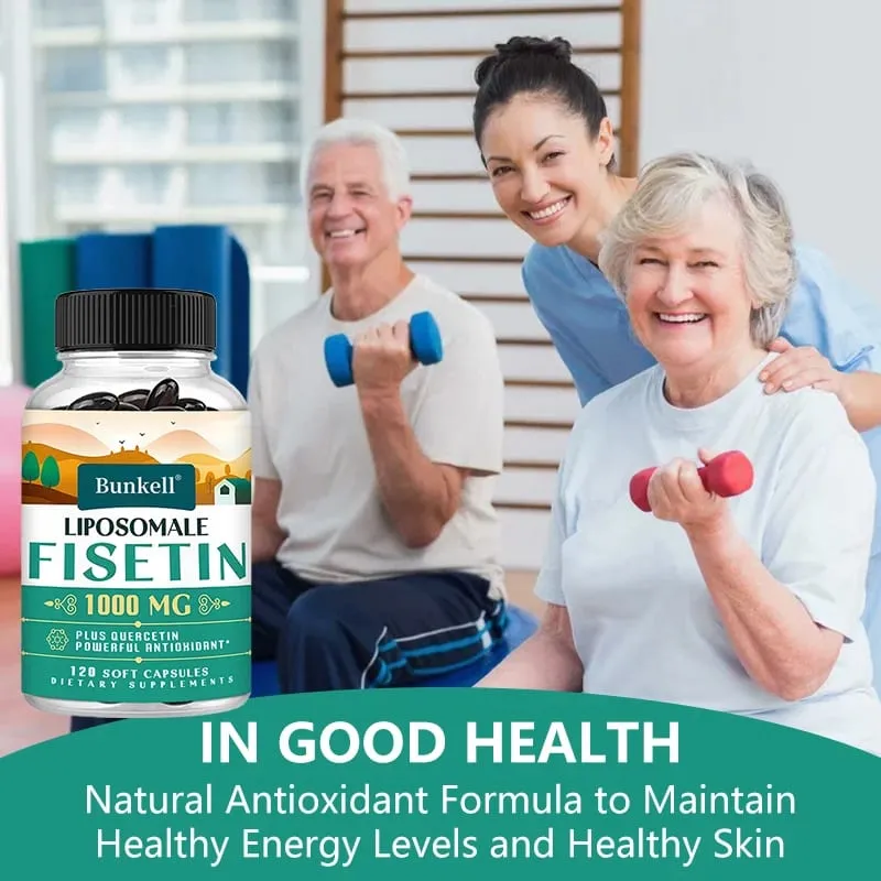 Liposomal Fisetin with Quercetin - High Potency 1000 Mg Combination Antioxidant Supplement for Optimal Health