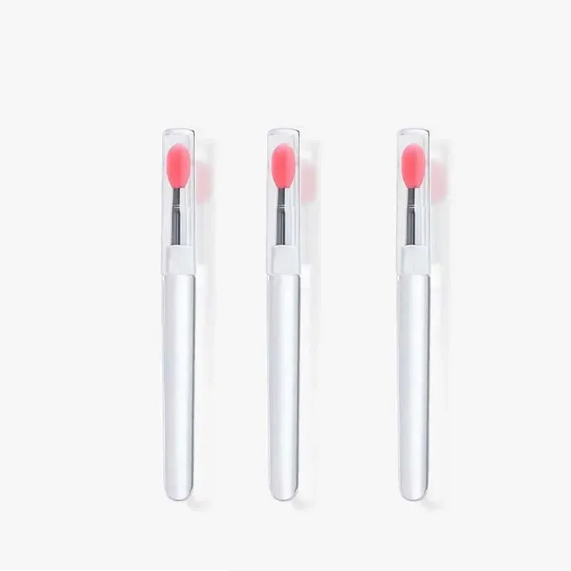 1/2/3/4pcs Portable Silicone Lip Brush With Cover Soft Multifunctional Lip Balm Applicator Lipstick Lipgloss Makeup Brushes